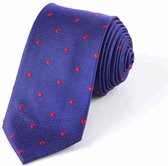Zijden stropdassen - stropdas herenThannaPhum Zijden stropdas blauw met rode stippen
