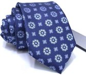 Zijden stropdassen - stropdas heren - ThannaPhum Donkerblauw gebloemde zijden stropdas
