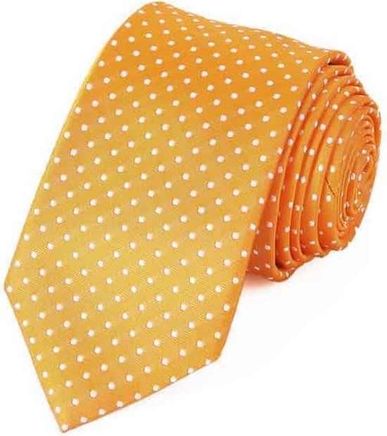 ONWAAR kust schetsen Zijden stropdassen - stropdas heren ThannaPhum Zijden stropdas oranje met  witte stippen | bol.com