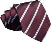 Zijden stropdassen - stropdas heren - ThannaPhum Donkerrode zijden stropdas zilverkleurig gestreept