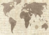 MondiArt - Wanddecoratie Taupe World Map - 132 x 190