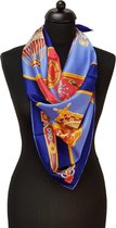 ThannaPhum Luxe zijden sjaal - blauw rood - Thema Ballonvaart 85 x 85 cm