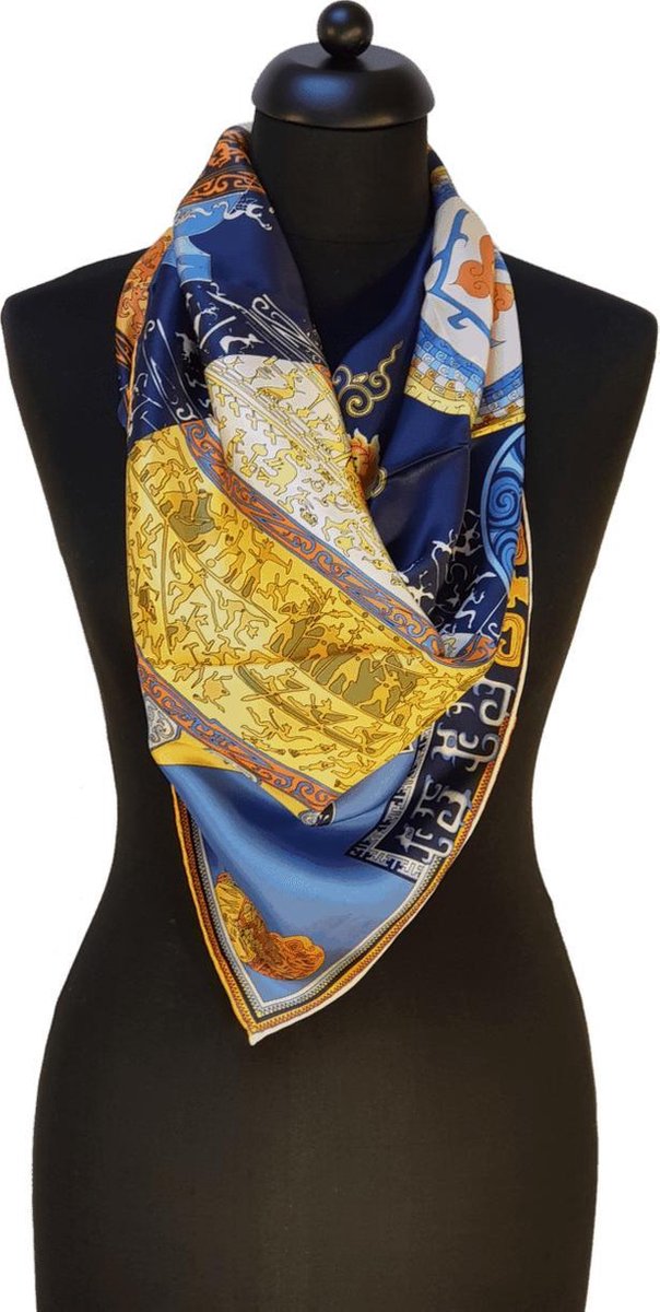 Lorenzo Cana - Zijden sjaal modieuze herensjaal Paisley patroon 100% zijde jacquard geweven met franjes 35 cm x 160 cm donkerblauw 7841111