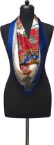 ThannaPhum Luxe zijden sjaal - rood/wit/blauw multicolor 85 x 85 cm