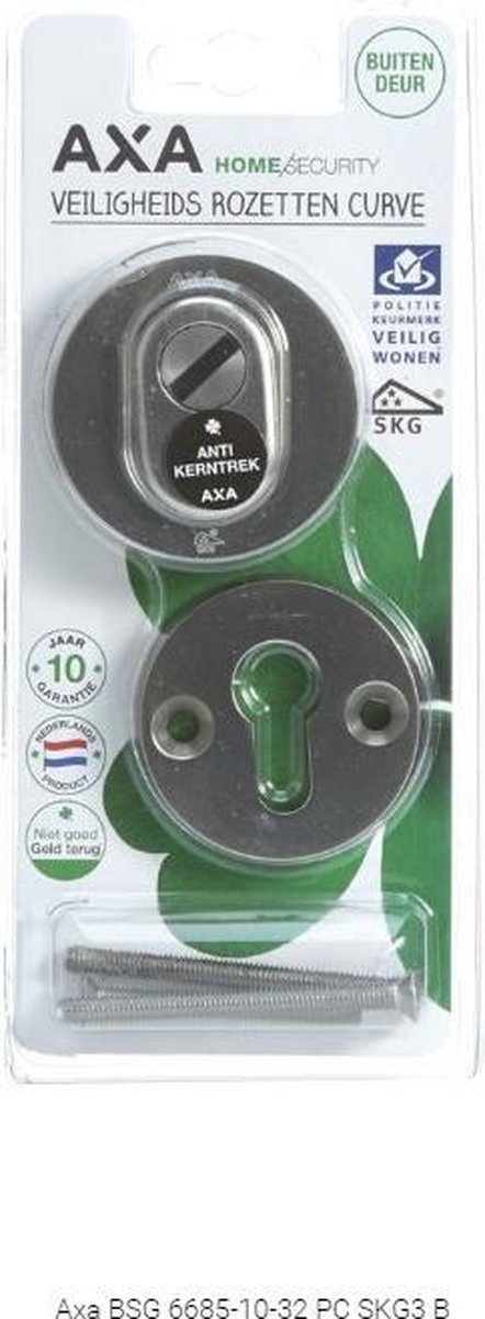 AXA Curve Veiligheidsrozet met Kerntrek beveiliging | SKG*** | Rond | Satin/Inox