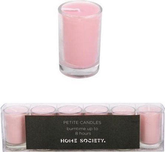 Home Society - Votive Mini Candle - Roze - set van 6