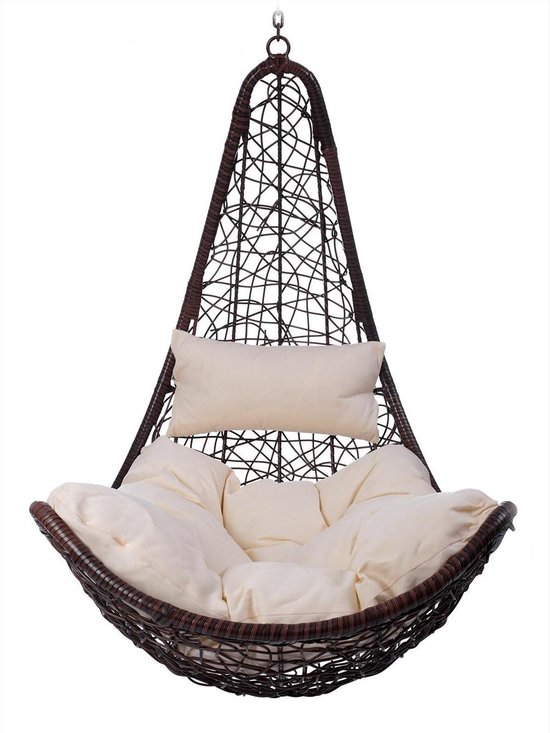 Hangende schommelstoel bruin inclusief kussens - tuin - tot 150 kg | bol.com