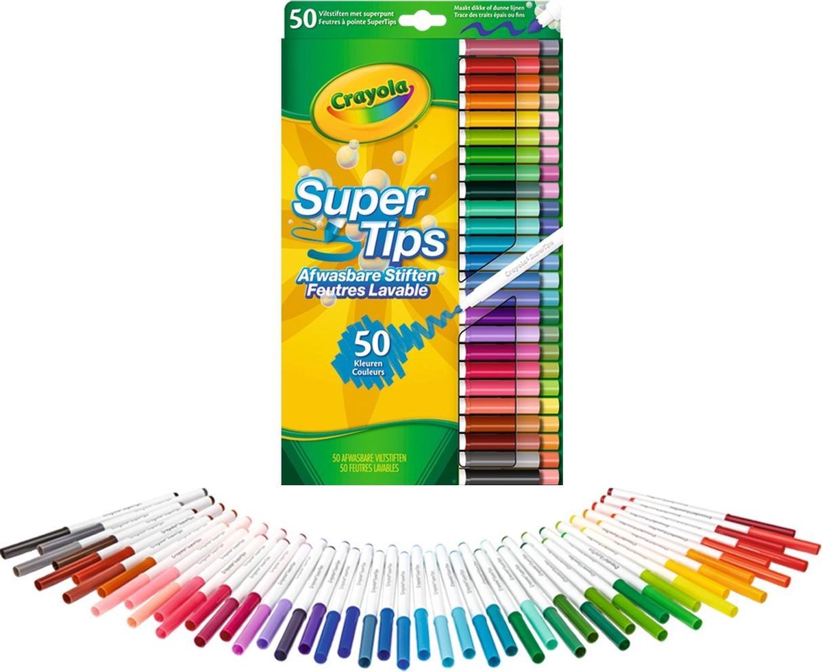 Crayola - Supertips - Viltstiften - 50 Wasbare Viltstiften - Voor Kinderen - Crayola