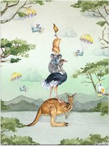 Kinderposter - Australië - poster- 30x40 cm - Poster - Wanddecoratie - Kinderkamer - Babykamer - Koala - Kangoeroe - Dieren - Dieren poster - Cool Kado - Hip Kado - Australië poster - StudioRak