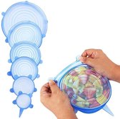 Siliconen Deksels - 6 stuks - Blauw - Tot 30% uitrekbaar