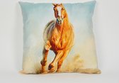 Pillowcity - Rennend Paard Sierkussen / Kinderkamer Decoratie / Babyshower Cadeau / Decoratie Kussen   / 45 x 45cm / Fluweel Stof / Incl Vulling