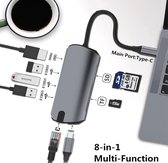 8-in-1 USB-C Dock met stroomtoevoer en Netwerk - ben je direct voorzien om al je randapparatuur aan te sluiten - HDMI 4K, USB-C en 3x USB 3.0 - MacBook (Thunderbolt 3) en Laptops