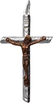 Pendentif chaîne croix argent bronze corpus argenté XL