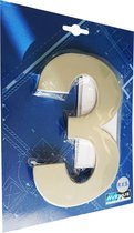 AVENUE metalen huisnummer ‘3’ - hoogte 15 cm - op afstandnokken - geborsteld RVS