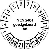 Gekeurd volgens NEN 2484 sticker 21-26, 25 meter op rol 40 mm - 580 per rol