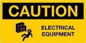 Caution sticker Electrical equipment, liggend 300 x 150 mm