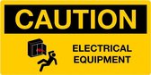 Caution sticker Electrical equipment, liggend 200 x 100 mm