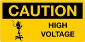 Caution sticker High voltage, liggend 100 x 50 mm