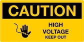 Caution sticker High voltage keep out, liggend 200 x 100 mm