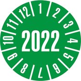 Keuringssticker met jaartal 2022 op vel, groen 25 mm - 21 per vel