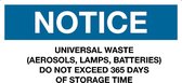 Sticker 'Notice: Do not exceed 365 days of storage time' 150 x 75 mm
