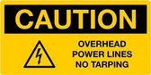 Sticker 'Caution: Overhead power lines no tarping', 100 x 50 mm