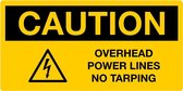 Sticker 'Caution: Overhead power lines no tarping', 200 x 100 mm