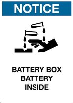 Notice sticker Battery box, battery inside, staand 210 x 148 mm (A5)