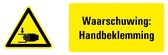 Waarschuwing voor handbeklemming tekstbord 280 x 105 mm