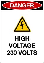 Sticker 'Danger: High voltage 230 Volts' 210 x 297 mm (A4)