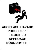 Sticker 'Universal: Arc flash hazard PPE required approach boundary', 210 x 148 mm (A5)