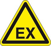 Waarschuwingssticker EX explosiegevaar - 200 mm - zelfklevende folie - geel zwart