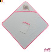 Steff - konijntje "Rabbit" - roze - badcape - baby handdoek - 70x70 cm met washandje 20x14 cm