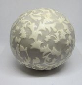 aardewerk decoratie bal in grijs / wit, 7,5 x 7,5 cm Ø