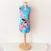 Turquoise Chinese jurk maat 134/140
