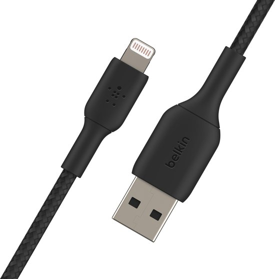 Belkin Braided iPhone Lightning naar USB kabel - 2m - Zwart - Belkin