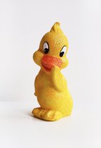 Verlegen Geel Glitter Paaskuikentje - 14,5 cm