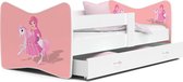 Kinderbed prinsessen 70x140 cm - wit - met lade - met matras