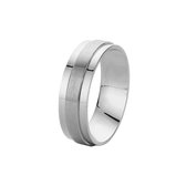 Lucardi Heren Ring mat/glans - Ring - Cadeau - Staal - Zilverkleurig