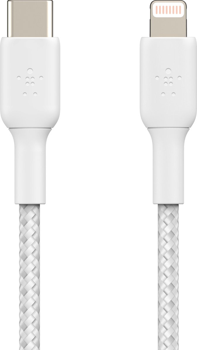 Belkin Braided iPhone Lightning naar USB-C kabel - 1m - wit