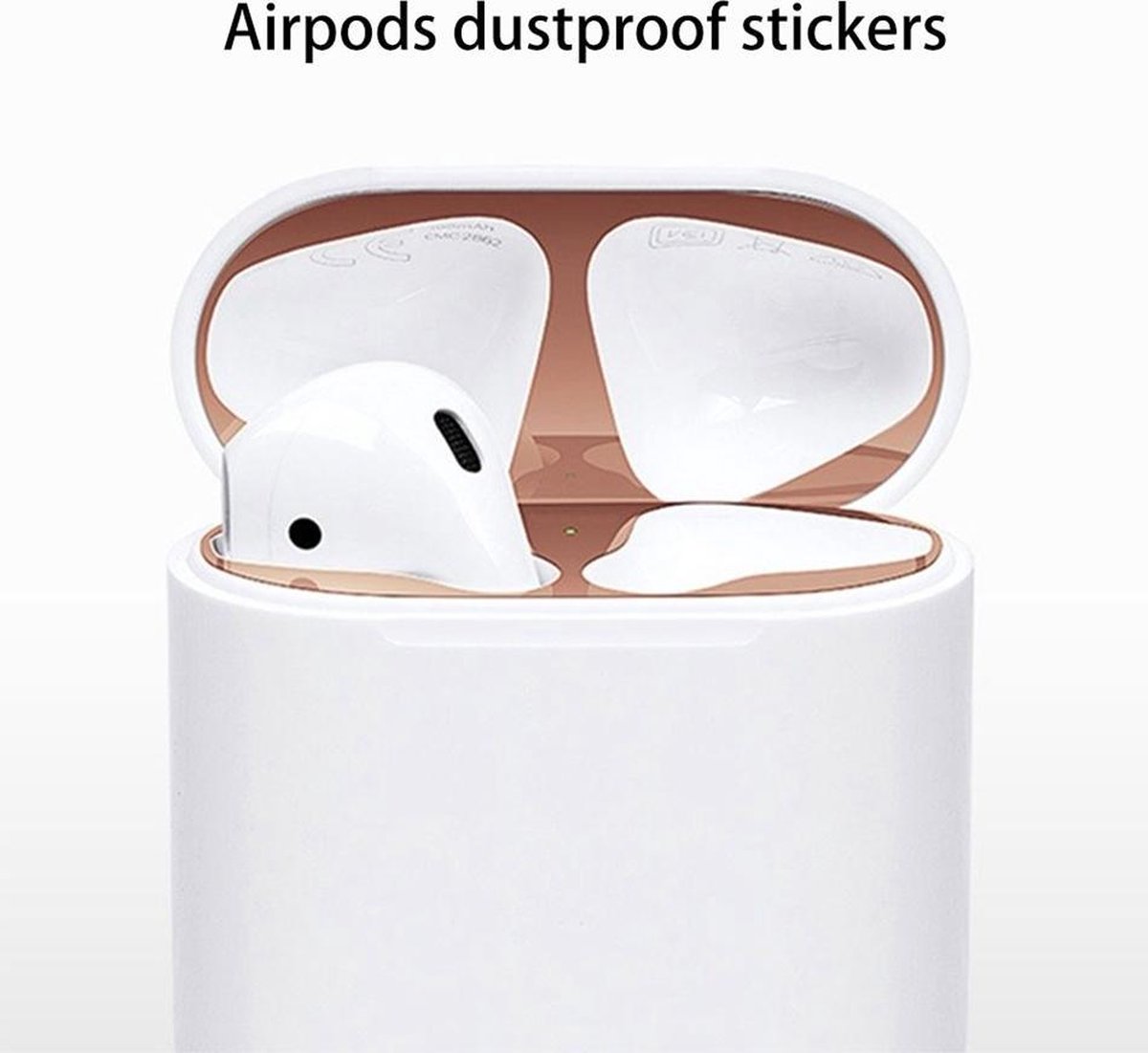 Sticker geschikt voor Airpods - Accessoire voor Airpods - Anti magnetisch stof - Vuil bescherming - Rose Goud 2 stuks