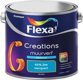 Flexa Creations - Muurverf Zijde Mat - Mengkleuren Collectie - 85% Zee  - 2,5 liter