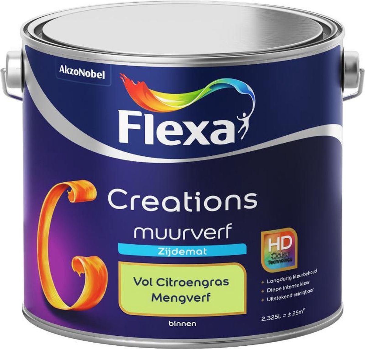 Flexa Creations - Muurverf Zijde Mat - Mengkleuren Collectie - Vol Citroengras - 2,5 liter