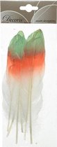 6x Groen/oranje/witte sierveren 18 cm decoraties - Hobbymateriaal/knutselmateriaal - Knutselen