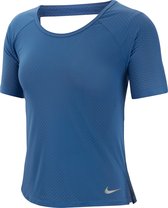 Nike Miler Top Ss Breathe Sportshirt Dames - Indigo Storm/Zilver - Maat XS