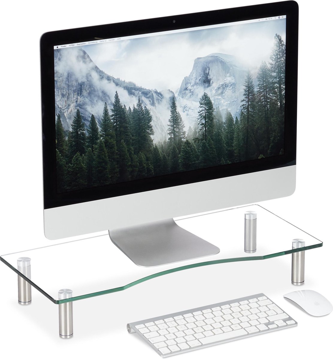 Relaxdays monitor verhoger glas - monitorstandaard - beeldschermverhoger - tv verhoging - Medium