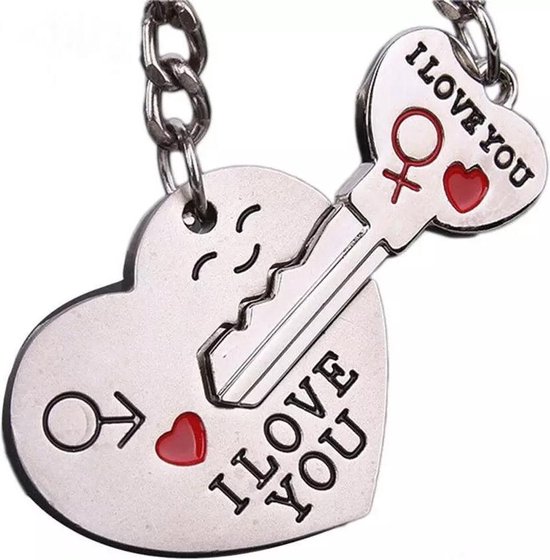 Porte-clés coeur et clé|Amour|Fête des mères|Couple|Cadeau|je t'aime|Pour elle|Pour lui