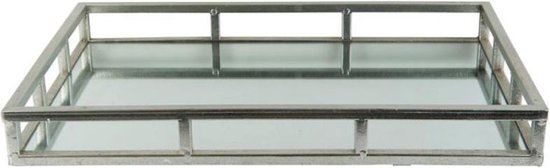 regel Onderzoek het Lichaam Dienblad met glas spiegeldienblad - zilver - 43 x 29 x 5 cm | bol.com