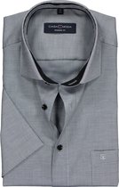 CASA MODA modern fit overhemd - korte mouwen - grijs structuur (contrast) - Strijkvriendelijk - Boordmaat: 42