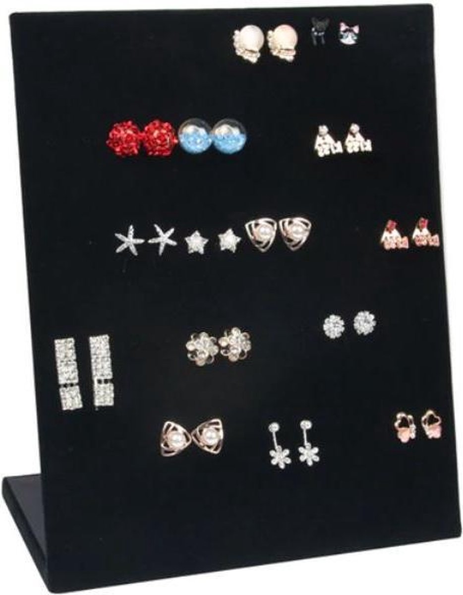 Fluwelen Oorbellen Display Staand Zwart Voor 30 Paar Oorbellen Bol Fluwelen Oorbellen Display Staand Zwart Voor 30 Paar Oorbellen Bol
